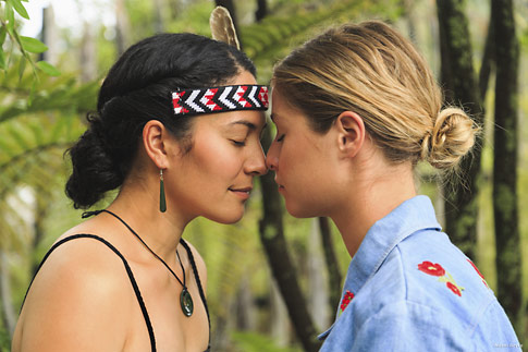 Maori Girl greets High School Exchange Girl Maori Girl greets High School Exchange Girl