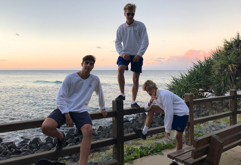 Max (right) with friends